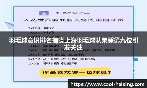 羽毛球意识排名揭晓上海羽毛球队荣登第九位引发关注